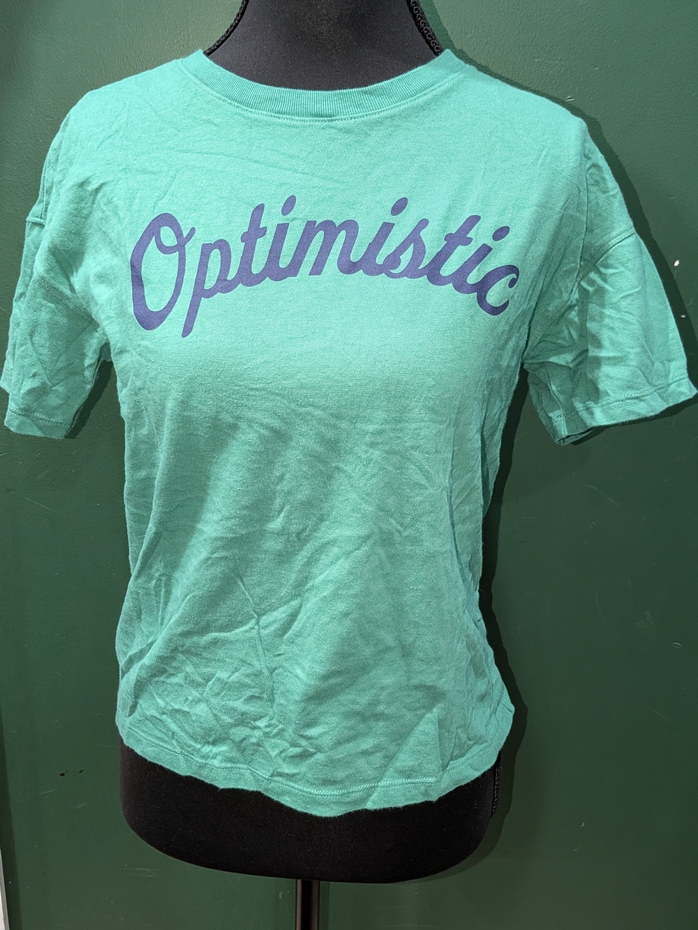Cat & Jack Teal Short Sleeve "Optimistic" Graphic Tee